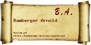 Bamberger Arnold névjegykártya